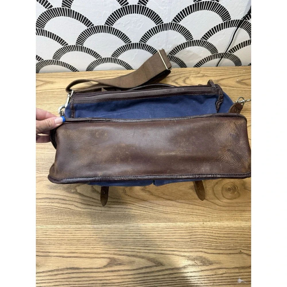 Duluth Pack Messenger Weekender Duffle Travel Bag Canvas Leather Blue
